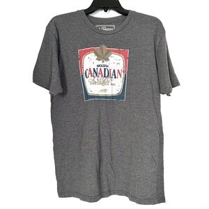 Molson Canadian Men’s Grey Gray T-Shirt Lager Beer Red Blue Size Large Cotton